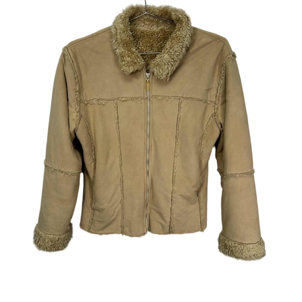 2000s Brody Tan Faux Leather Quilted‎ Jacket Large